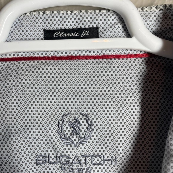 Bugatchi Uomo Gray Long Sleeve‎ Cotton Geometric Classic Fit Shirt Mens Size XL - Picture 3 of 7